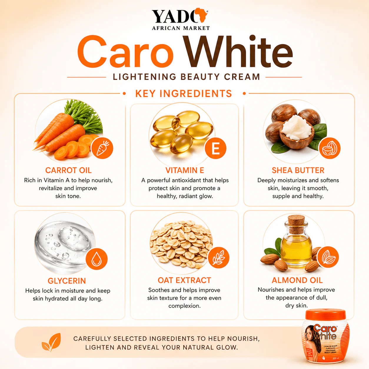 Caro White Lightening Beauty Cream - 500ml Jar, Radiant Skin Formula - Image 3