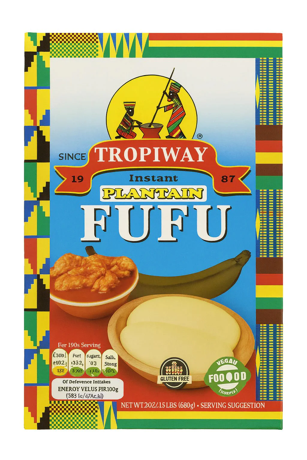 Fufu, Plantain Flour (24oz) Amala, Pounded Yam, Foutou, Foufou, Kwanga, Akumé (Tropiway) - Image 2
