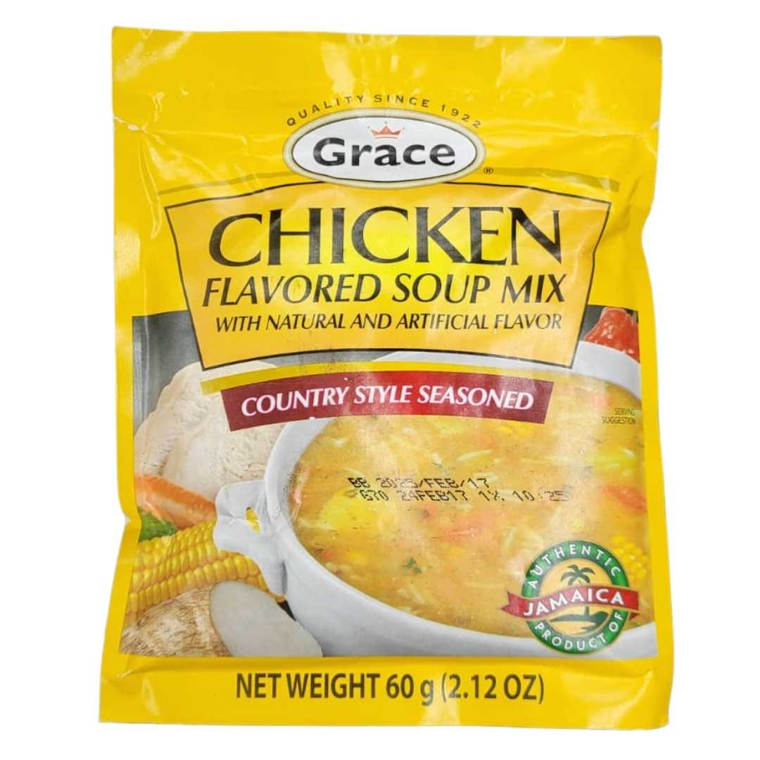 Grace Chicken Flavored Soup Mix 2.12oz - Jamaican Country Style Seasoned Chicken Soup Mix - Packaged Dry Soup Mix Packets