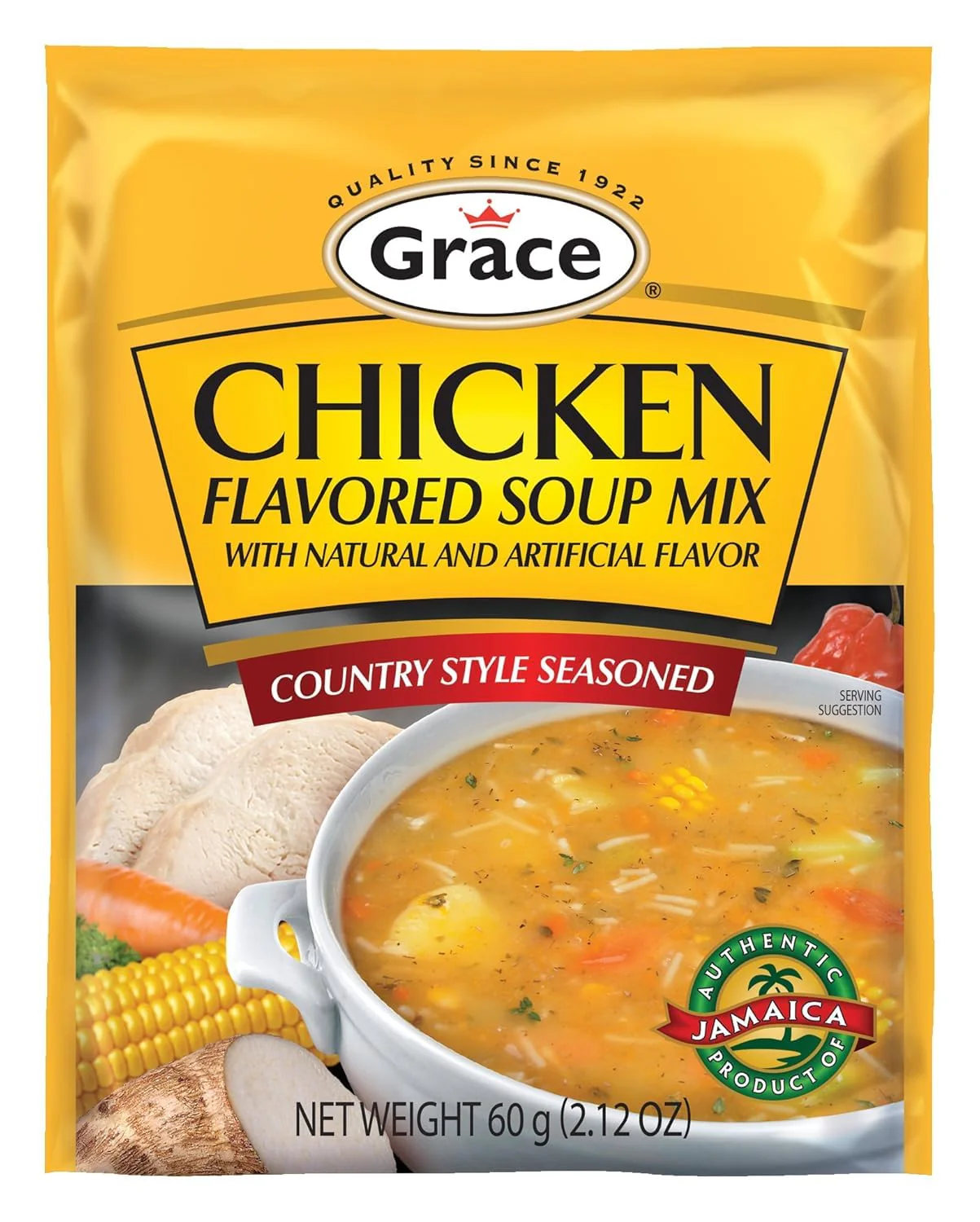 Grace Chicken Flavored Soup Mix 2.12oz - Jamaican Country Style Seasoned Chicken Soup Mix - Packaged Dry Soup Mix Packets - Image 2