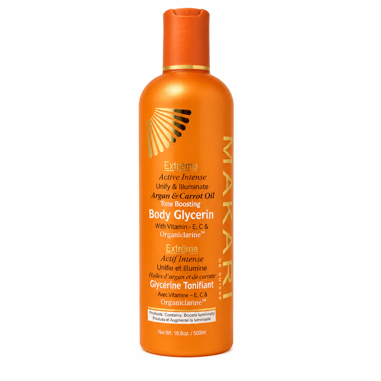 MAKARI EXTREME ARGAN & CARROT OIL TONE BOOSTING BODY GLYCERIN 16.8 OZ | Radiant Glow
