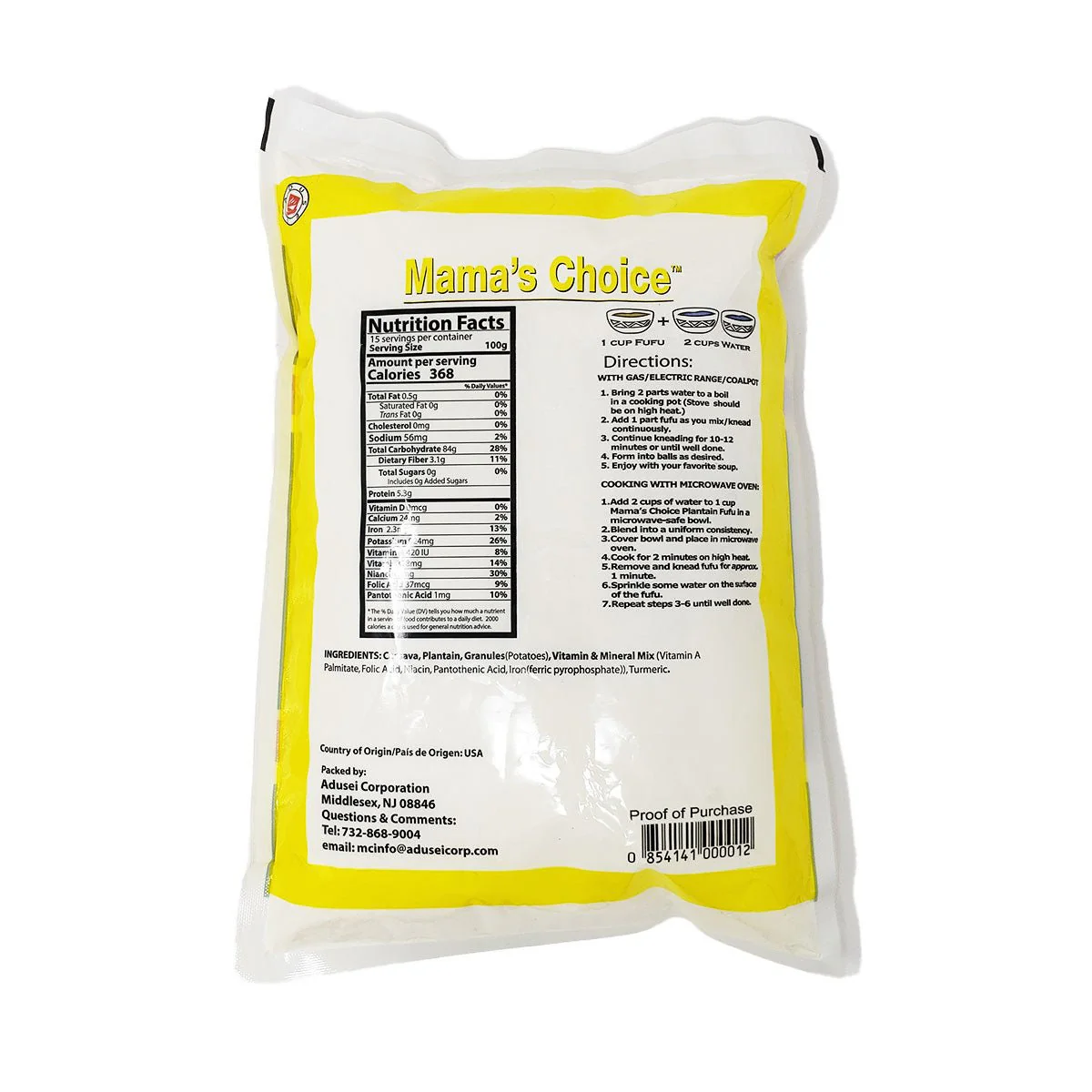 Mama's Choice Fufu Mix Plantain Gluten free 1.5Kg - Image 2