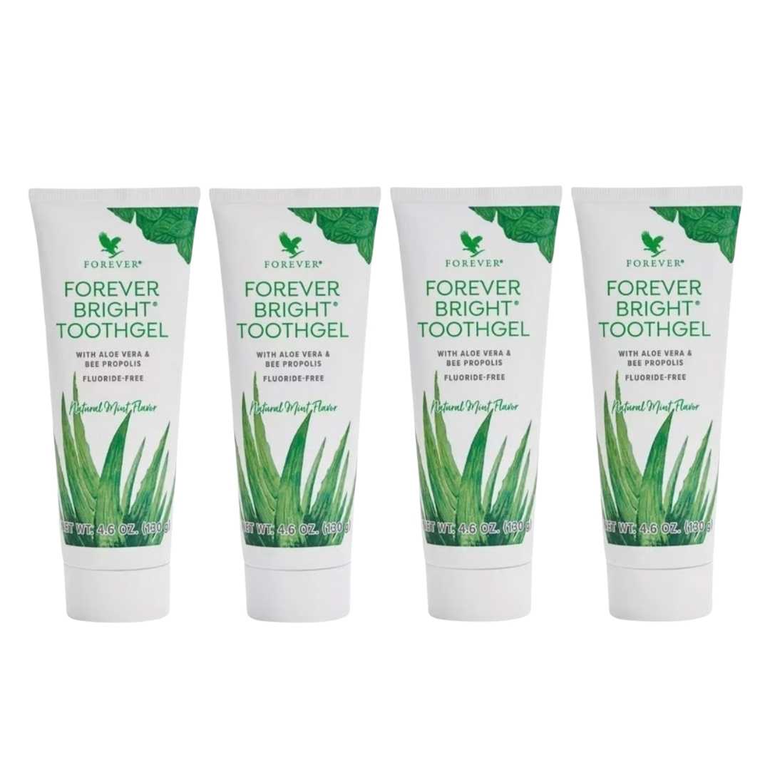 New Forever Living Bright Toothgel With Aloe Vera NO Fluoride 4.6oz, Pack Of 4